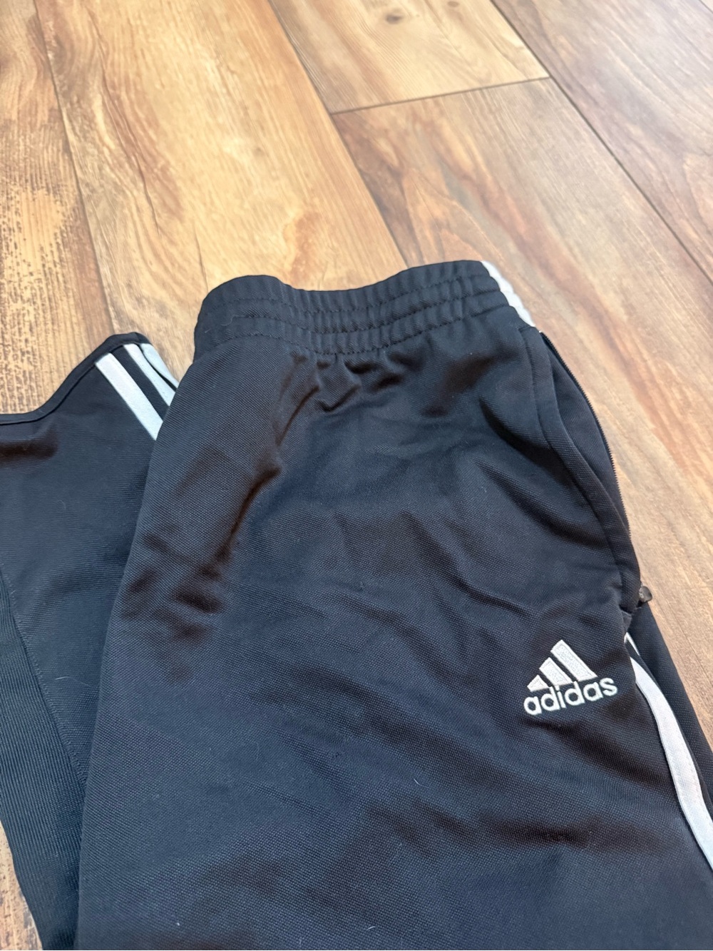 adidas women’s charcoal grey soccer or Track Pants with White Stripes